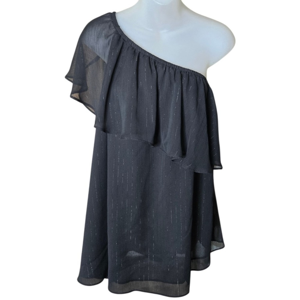 Torrid Womens Chic One Shoulder Ruffle Tunic Size 2 2X Glam Cocktail Sheer